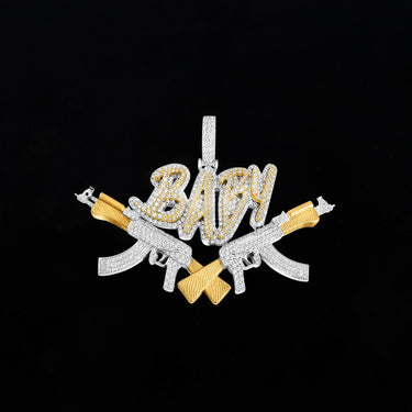 White Diamond Barrel Baby Pendant in 14k White Gold 7.22 Ctw